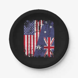 AUSTRALIA ROOTS Half-American Flag AUSTRALIË Papieren Bordje