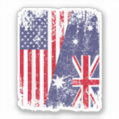 AUSTRALIA ROOTS Half-American Flag AUSTRALIË Sticker (Voorkant)