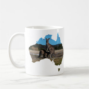 Australia Shape Kangaroo met baby joey Coffee Mok