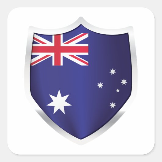 Australia Silver Shield Flag Vierkante Sticker (Voorkant)