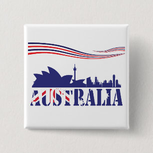 Australia Skyscaape Vierkante Button 5,1 Cm