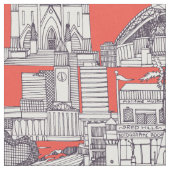 Australia toile de jouy mulberry red stof (Close Up)