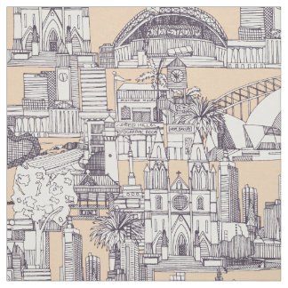 Australia toile de jouy mulberry sand stof