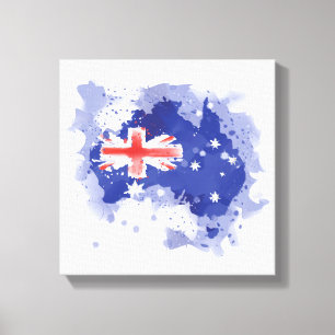 Australia Watercolor Map Canvas Afdruk