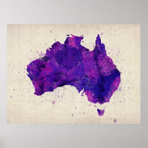 Australia Waterverf Map Poster