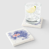 Australia Waterverf Map Stenen Onderzetter (Zijkant)