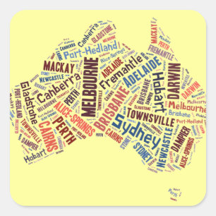 Australia Word Art Vierkante Sticker