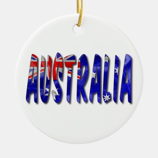 Australia Word with Flag Texture Ceramic Ornament (Voorkant)