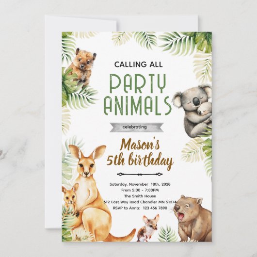 Australian animal party invitation (Devant)