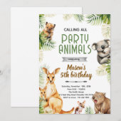 Australian animal party invitation (Devant / Derrière)
