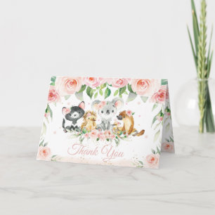 Australian Animals Blush Pink Floral Baby shower Bedankkaart