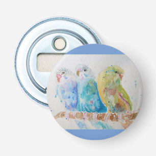 Australian Birds Budgie Waterverf Art Button Flesopener
