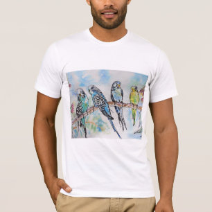 Australian Birds Budgie Waterverf Art Key Ring T-shirt