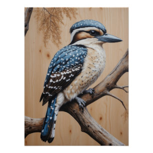 Australian Blue Kookaburra in een boom Wildlife Ar Perfect Poster