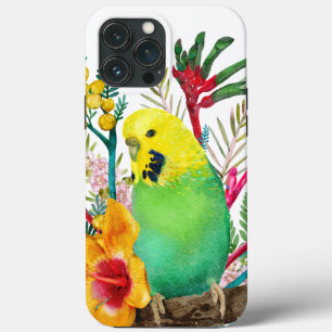 Australian Budgerigar Wildflower Bouquet iPhone 13 Pro Max Hoesje