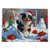 Australian Cattle Christmas Feestelijke Sneeuwscèn Groot Cadeauzakje (Achterkant)