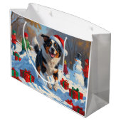 Australian Cattle Christmas Feestelijke Sneeuwscèn Groot Cadeauzakje (Achterkant Gekanteld)