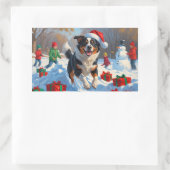 Australian Cattle Christmas Feestelijke Sneeuwscèn Rechthoekige Sticker (Tas)