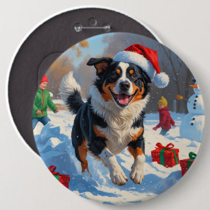 Australian Cattle Christmas Feestelijke Sneeuwscèn Ronde Button 6,0 Cm