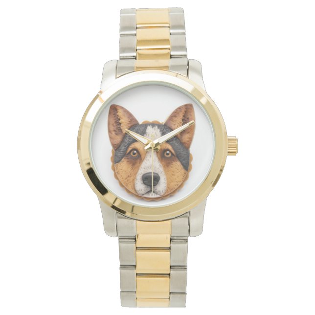 Australian Cattle Dog 3D geïnspireerd Horloge (Voorkant)