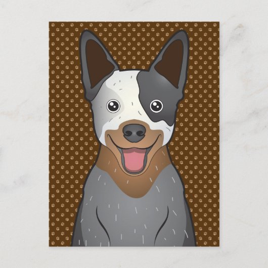 Australian Cattle Dog Cartoon Paws Briefkaart (Voorkant)