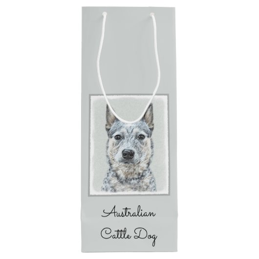 Australian Cattle Dog - Cute Original Dog Art Wijn Cadeautas (Achterkant)