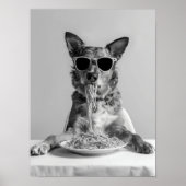 Australian Cattle Dog Eating Pasta Print: Spaghett Poster (Voorkant)