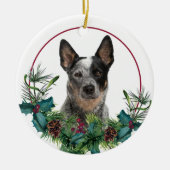 Australian Cattle Dog Evergreen Wreath Keramisch Ornament (Voorkant)