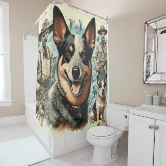  Australian Cattle Dog Illustratie Douchegordijn (In situ)