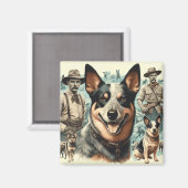  Australian Cattle Dog Illustratie Magneet (Voorkant / Achterkant)