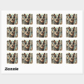 Australian Cattle Dog Illustratie Vierkante Sticker (Vel)