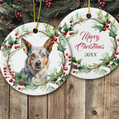 Australian Cattle Dog in Holly Twig Wreath Keramisch Ornament