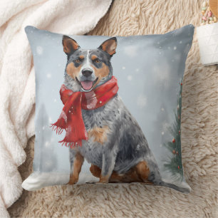 Australian Cattle Dog in Sneeuw Kerstmis  Kussen