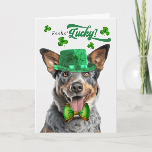 Australian Cattle Dog Lucky St. Patrick's Day Feestdagen Kaart (Voorkant)