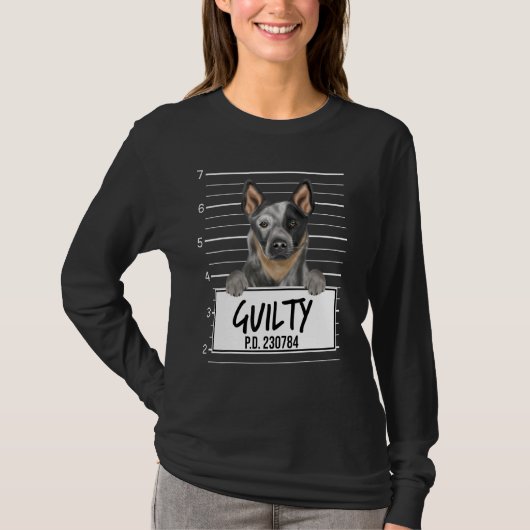 Australian Cattle Dog Mugshot Guilty Dog T-shirt (Voorkant)