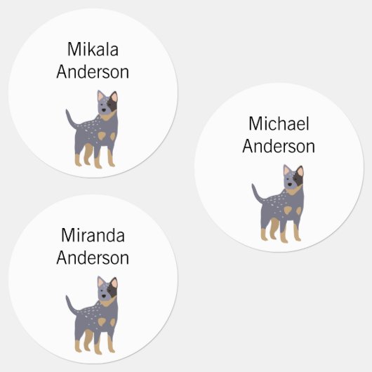 Australian Cattle Dog nom étanche étiquettes (Groupe)