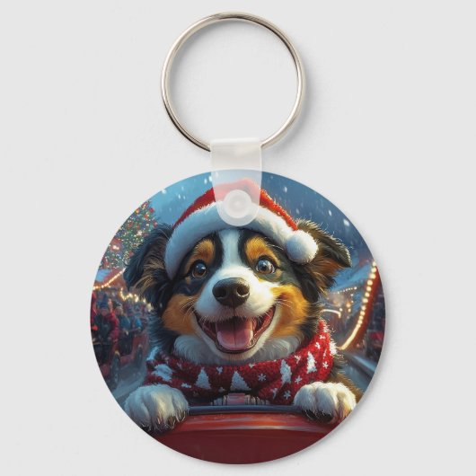 Australian Cattle Dog Roller Onderzetter Kerst Sleutelhanger (Voorkant)