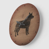 Australian Cattle Dog Silhouette Rustic Grote Klok (Hoek)