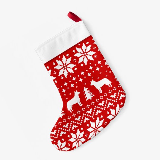 Australian Cattle Dog Silhouettes Pattern Heeler Kleine Kerstsok (Achterkant (Hangend))