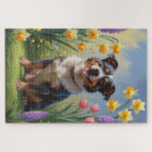 Australian Cattle Dog Spring Bloemen Schilderen Legpuzzel (Horizontaal)