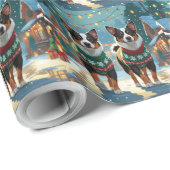 Australian Cattle Dogs Christmas Snow Holiday Cadeaupapier (Rol Hoek)
