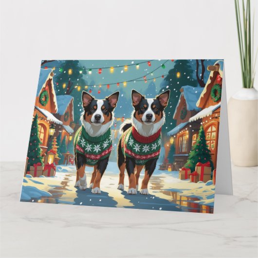 Australian Cattle Dogs Kerstmis Sneeuw Vakantie Kaart (Voorkant)