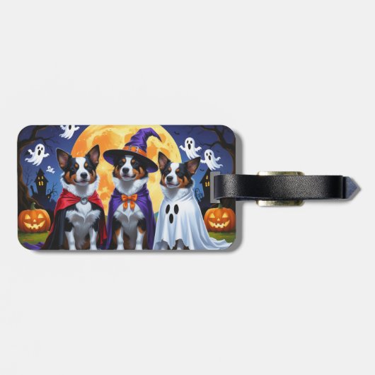 Australian Cattle Dogs Pumpkin Halloween Grappig Bagagelabel (Achterkant horizontaal)