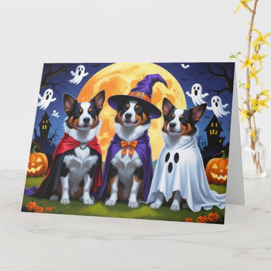 Australian Cattle Dogs Pumpkin Halloween Grappig Kaart (Gele Bloem)