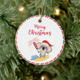 Australian Christmas Schattige Koala Surfing Desig Keramisch Ornament