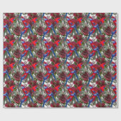 Australian Crimson Rosella en Wildflower Pattern Cadeaupapier (Vlak)