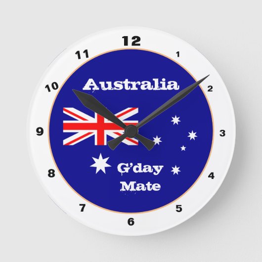 Australian Flag & G-day Mate, Australië/design Ronde Klok (Voorkant)