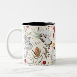 Australian Floral Pattern Koalas Possum Cockatoos Tweekleurige Koffiemok