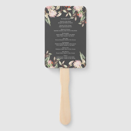 Australian Floral Rustic Wedding Gray Program Handwaaier (Achterkant)