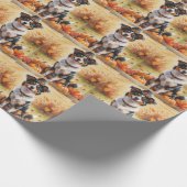 Australian Kelpie Autumn verlaat Thanksgiving Cadeaupapier (Hoek)